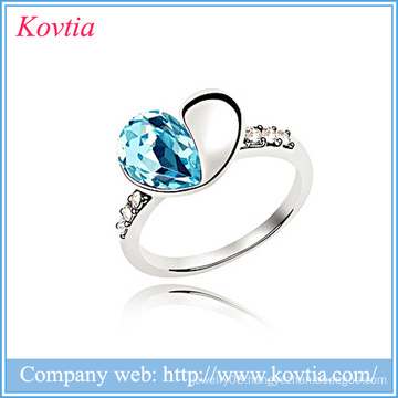 Korean austria crystal ring white gold jewelry ladies fashion heart ring